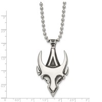 Stainless Steel Antiqued and Polished Skull Necklace, 22" view 3