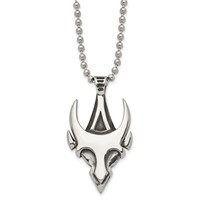 Stainless Steel Antiqued and Polished Skull Necklace, 22" view 1