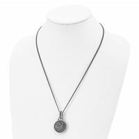 Stainless Steel Antiqued and Polished Star of David Necklace, 22" view 4