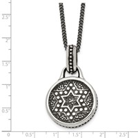 Stainless Steel Antiqued and Polished Star of David Necklace, 22" view 5
