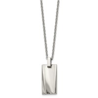 Stainless Steel Polished Concave Rectangle Necklace - 22in view 3