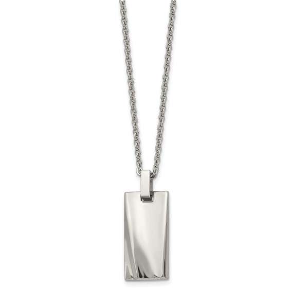 Stainless Steel 22in Polished Concave Rectangle Necklace