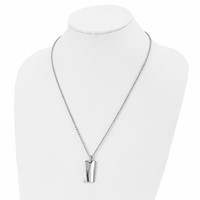 Stainless Steel Polished Concave Rectangle Necklace - 22in view 4