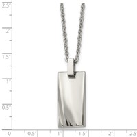 Stainless Steel Polished Concave Rectangle Necklace - 22in view 5