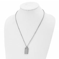 Stainless Steel Polished Square Necklace - 22in view 4