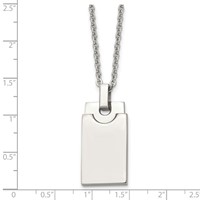 Stainless Steel Polished Square Necklace - 22in view 5