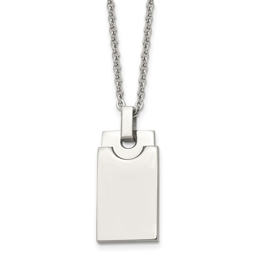 Stainless Steel Polished Square Necklace, 22"