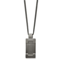 Stainless Steel Antiqued and Brushed Dog Tag Necklace, 22" view 3