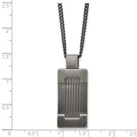 Stainless Steel Antiqued and Brushed Dog Tag Necklace, 22" view 5