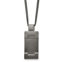 Stainless Steel Antiqued and Brushed Dog Tag Necklace, 22" view 1