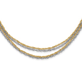 Stainless Steel Polished & Yellow IP-plated Layered w/ 2in ext Necklace