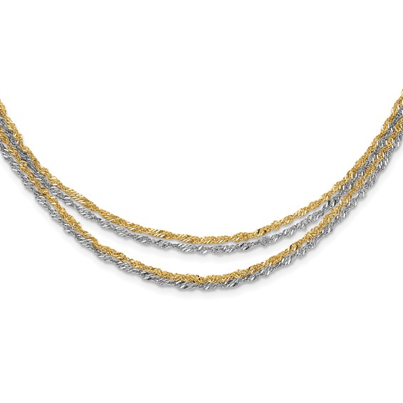 Stainless Steel Polished & Yellow IP-plated Layered w/ 2in ext Necklace