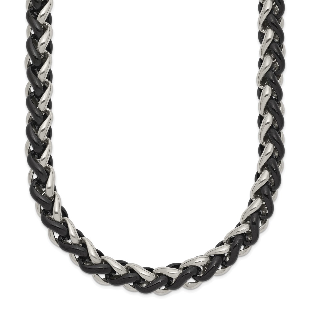 Stainless Steel Polished Black IP-plated 24in Necklace