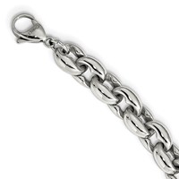 Chisel Stainless Steel Polished Oval Link Necklace, 24" view 4