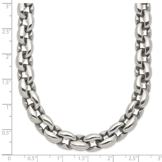 Chisel Stainless Steel Polished 24 inch Oval Link Necklace