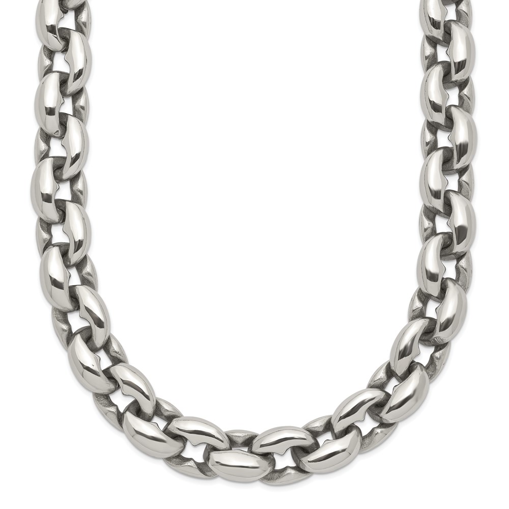 Stainless Steel Polished Oval Link 24in Necklace