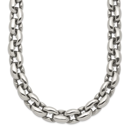 Chisel Stainless Steel Polished Oval Link Necklace, 24"