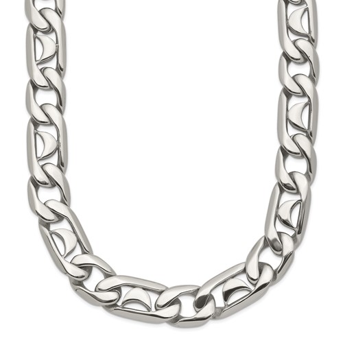 Chisel Stainless Steel Polished Fancy Link Necklace, 24"