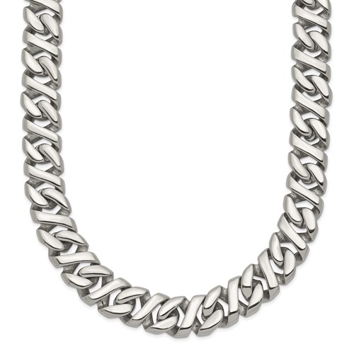 Chisel Stainless Steel Polished Link Necklace, 24"