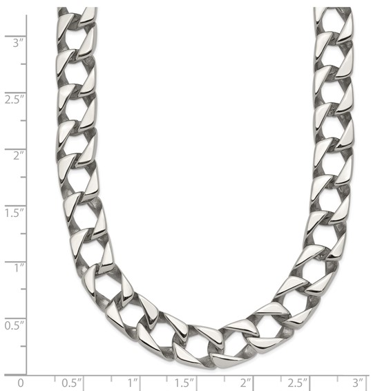 Chisel Stainless Steel Polished 24 inch Square Link Necklace