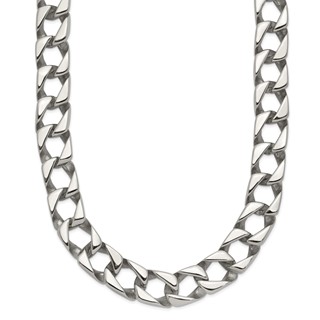Chisel Stainless Steel Polished 24 inch Square Link Necklace