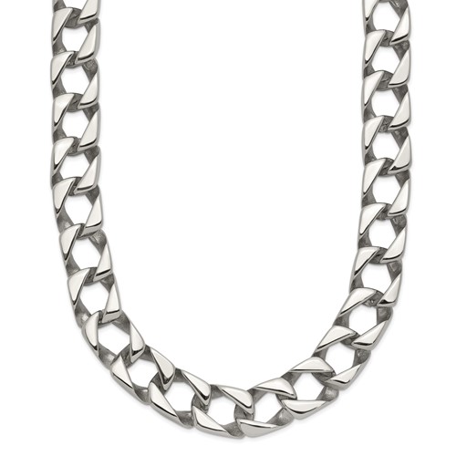 Chisel Stainless Steel Polished Square Link Necklace, 24"