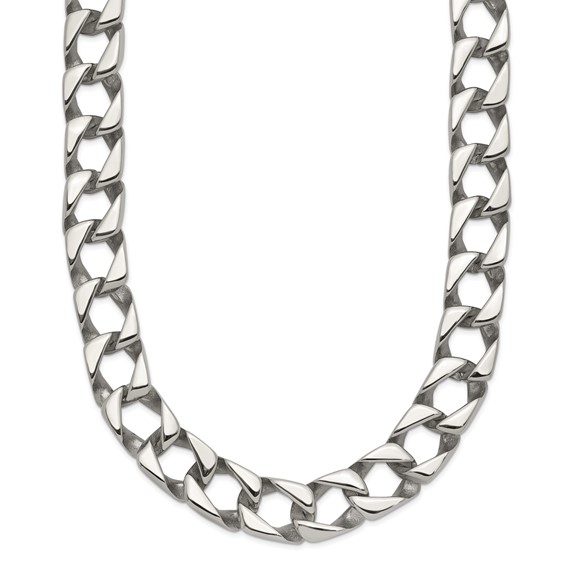 Chisel Stainless Steel Polished 24 inch Square Link Necklace