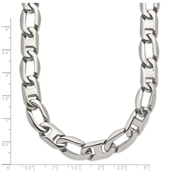 Chisel Stainless Steel Polished 24 inch Open/Anchor Link Necklace