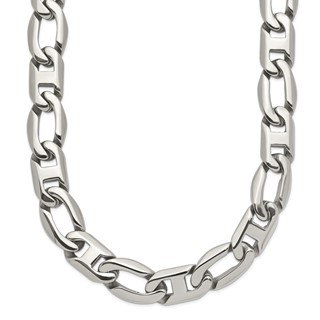 Chisel Stainless Steel Polished 24 inch Open/Anchor Link Necklace