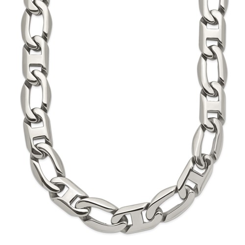 Chisel Stainless Steel Polished Open Anchor Link Necklace, 24"