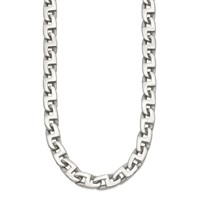 Chisel Stainless Steel Polished Fancy Square Link Necklace, 24" view 3