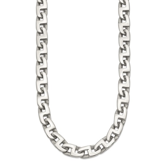 Chisel Stainless Steel Polished 24 inch Fancy Square Link Necklace
