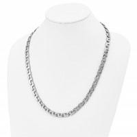 Chisel Stainless Steel Polished Fancy Square Link Necklace, 24" view 5
