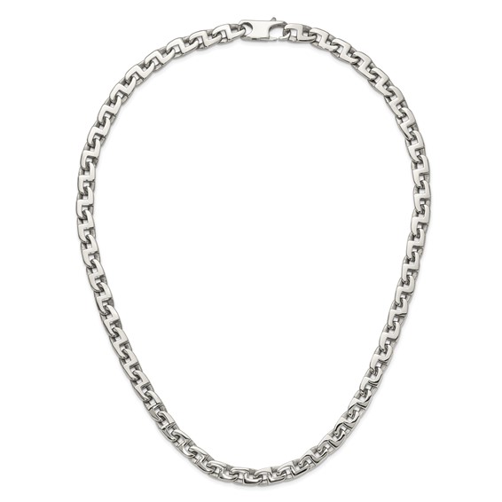 Chisel Stainless Steel Polished 24 inch Fancy Square Link Necklace