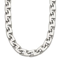 Chisel Stainless Steel Polished Fancy Square Link Necklace, 24" view 1