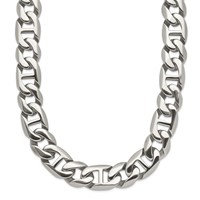Chisel Stainless Steel Polished Anchor Link Necklace, 24" view 1