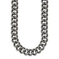 Chisel Stainless Steel Antiqued and Textured Link Necklace, 24" view 3