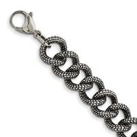 Chisel Stainless Steel Antiqued and Textured Link Necklace, 24" view 4