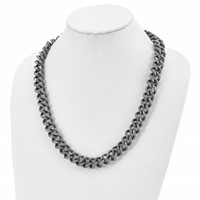 Chisel Stainless Steel Antiqued and Textured Link Necklace, 24" view 5