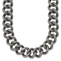Chisel Stainless Steel Antiqued and Textured Link Necklace, 24" view 1