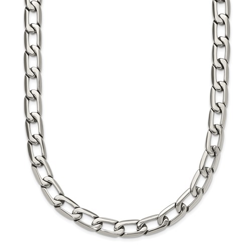 Chisel Stainless Steel Polished Open Link Necklace, 24"
