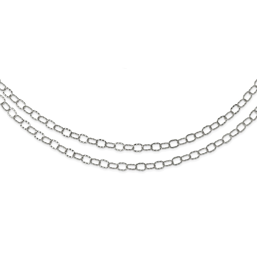 Stainless Steel Polished Multi Chain Layered Necklace, 28"
