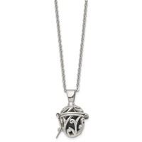 Stainless Steel Polished Necklace with Black Agate Opening Box, 20" view 3