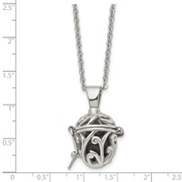 Stainless Steel Polished Necklace with Black Agate Opening Box, 20" view 5