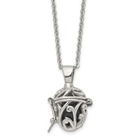 Stainless Steel Polished Necklace with Black Agate Opening Box, 20" view 1