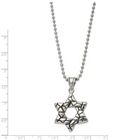 Chisel Stainless Steel Antiqued and Polished Star of David Pendant on a Ball Chain Necklace, 24" view 3