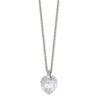 Stainless Steel Polished Crystal Heart Necklace with CZ, 18" view 3