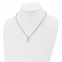 Stainless Steel Polished Crystal Heart Necklace with CZ, 18" view 4