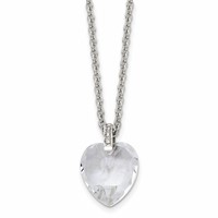 Stainless Steel Polished Crystal Heart Necklace with CZ, 18" view 1