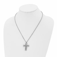 Chisel Stainless Steel Polished and Textured Crucifix Pendant on a Cable Chain Necklace, 20" view 4